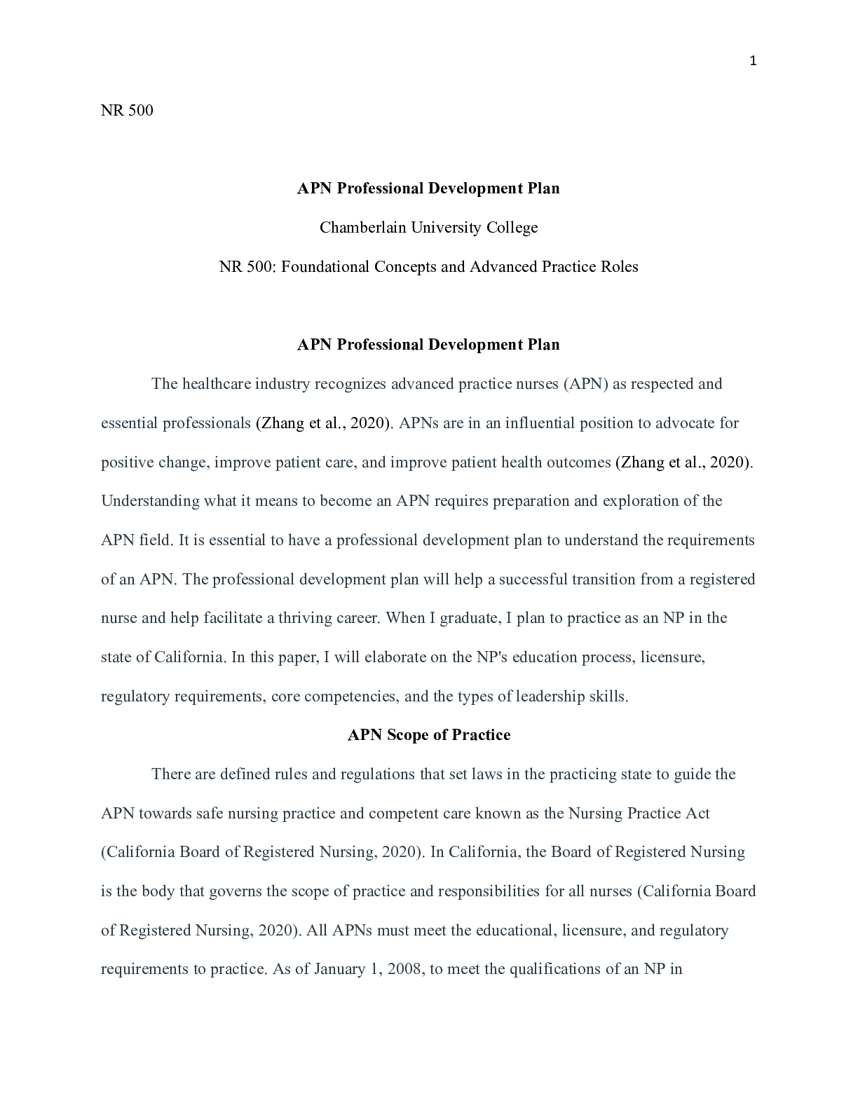 Preview of Week 4   APN Professional Developmental Plan.docx  NR 500  APN Professional Development Pl